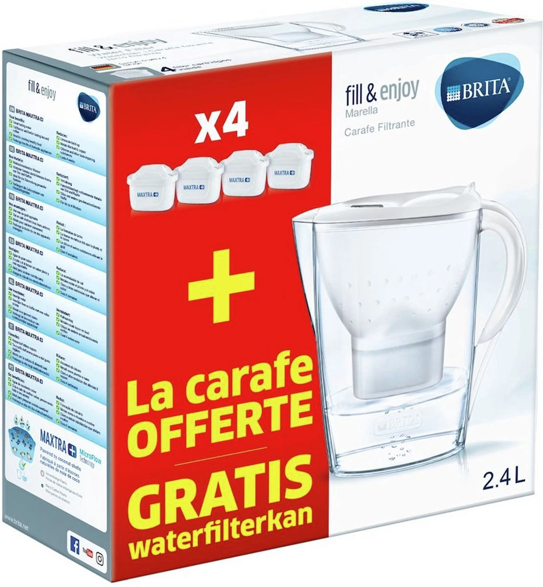 BRITA Waterfilterbundel Marella Cool White + 4 MAXTRA+ Filterpatronen 4 BRITA Waterfilterbundel Marella Cool White + 4 MAXTRA+ Filterpatronen - Afbeelding 4
