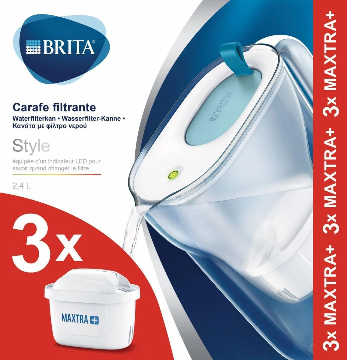 BRITA - Waterfilterkan Style Cool - Blauw - 2,4L + 3 MAXTRA+ Waterfilterpatronen 15 BRITA - Waterfilterkan Style Cool - Blauw - 2,4L + 3 MAXTRA+ Waterfilterpatronen - Afbeelding 15