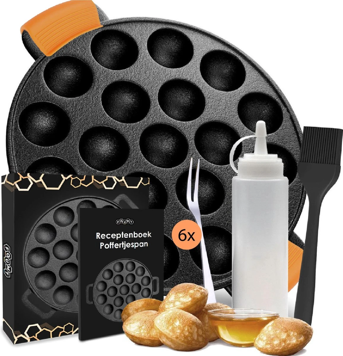 Ocina Poffertjespan – Combo Pack – 19 Poffertjes – Poffertjesmaker – Poffertjespan Inductie – Poffertjespan Electrisch – Gietijzeren Pan - Inclusief Doseerfles, Handvaten, 6x Poffertjesvorken En Invetkwast – Gratis Receptenboek 1 Ocina Poffertjespan – Combo Pack – 19 Poffertjes – Poffertjesmaker – Poffertjespan Inductie – Poffertjespan Electrisch – Gietijzeren Pan - Inclusief Doseerfles, Handvaten, 6x Poffertjesvorken En Invetkwast – Gratis Receptenboek