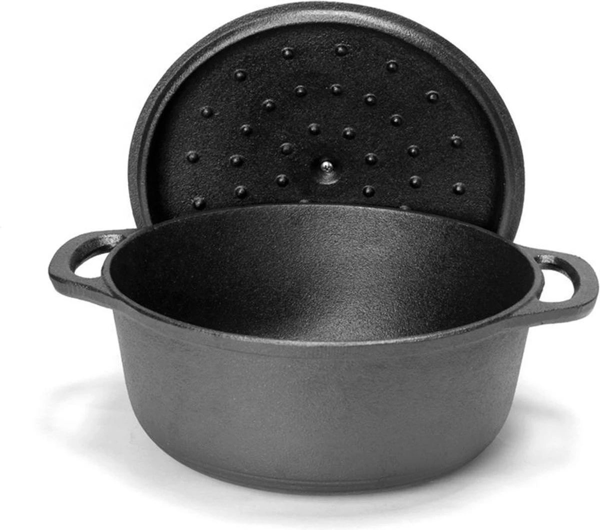 Gietijzeren Braadpan - 28 Cm - Pure Gietijzer - Niet Geëmailleerd - Geschikt Voor Inductie - Stoofpan Met Deksel - Sudderpan - Zwart 2 Gietijzeren Braadpan - 28 Cm - Pure Gietijzer - Niet Geëmailleerd - Geschikt Voor Inductie - Stoofpan Met Deksel - Sudderpan - Zwart - Afbeelding 2