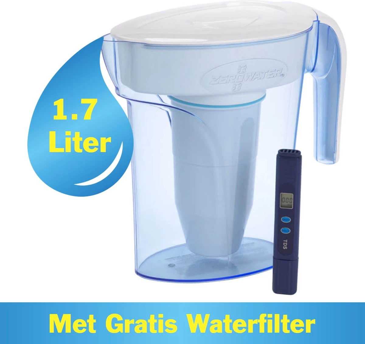 ZeroWater Waterkan - Met -TDS Meter - 1,7 L 1 ZeroWater Waterkan - Met -TDS Meter - 1,7 L