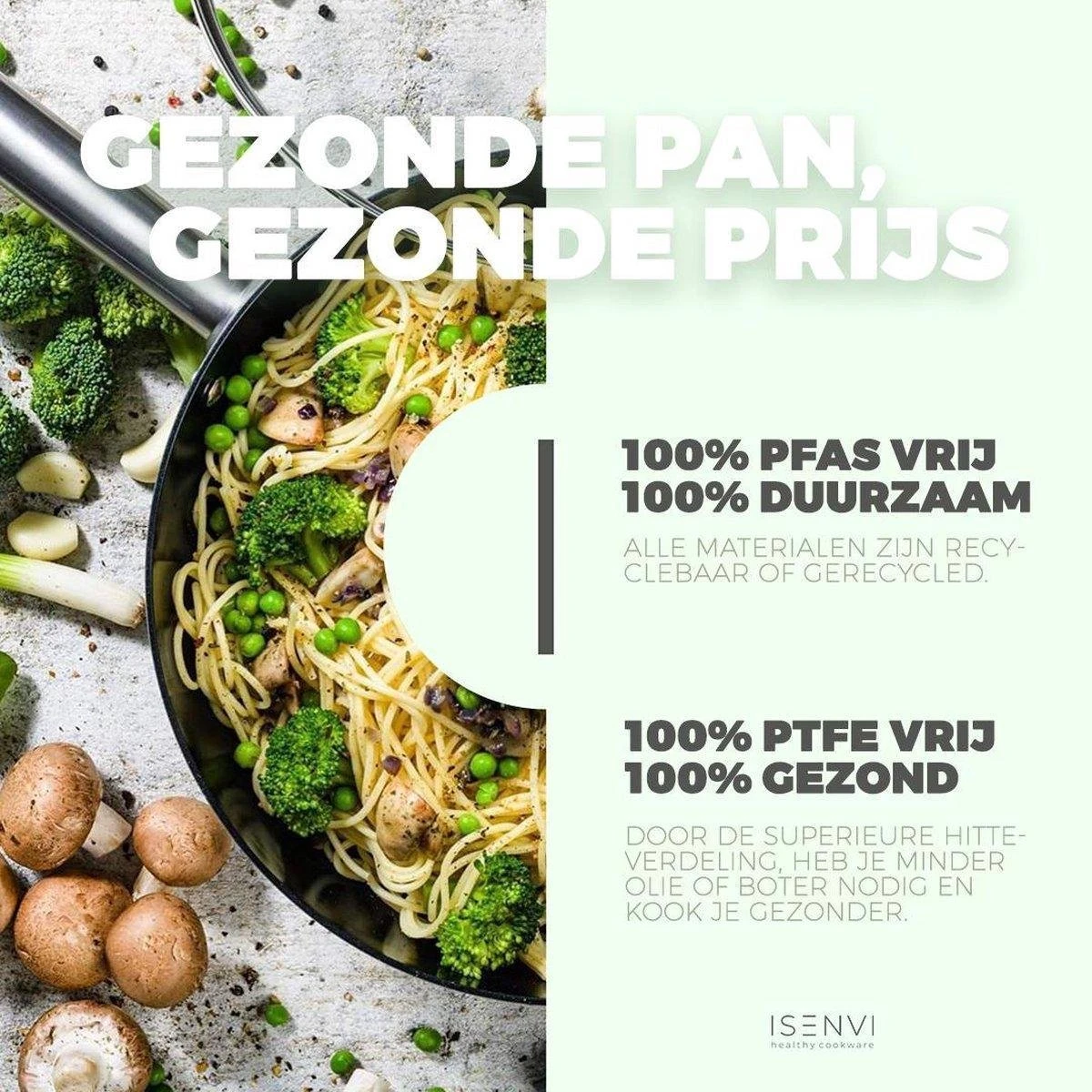 ISENVI Murray Keramische Wokpan 32CM - RVS Greep 5 ISENVI Murray Keramische Wokpan 32CM - RVS Greep - Afbeelding 5