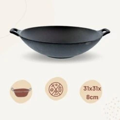 Orange85 Gietijzeren Wokpan - Alle Warmtebronnen - Inductie - Wok - Zwart - 31cm - Gietijzer - Wokpannen -Brita Verkoopwinkel 1200x1200 458