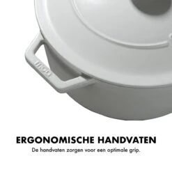 MOA Gietijzeren Braadpan - Inhoud 5,7 Liter - 26CM - Rond - Alle Warmtebronnen - Ook Voor Inductie - Gewicht 5,8 Kg - Wit - C26W -Brita Verkoopwinkel 1200x1200 586