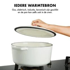 MOA Gietijzeren Braadpan - Inhoud 5,7 Liter - 26CM - Rond - Alle Warmtebronnen - Ook Voor Inductie - Gewicht 5,8 Kg - Wit - C26W -Brita Verkoopwinkel 1200x1200 588