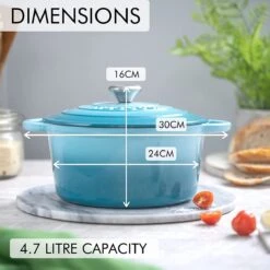 Nuovva Gietijzeren Braadpan Antiaanbaklaag Met Deksel - Sudderpan Blauw - Rond - Ø24 Cm - 4,7 Liter - 100% PFAS & PFOA Vrij - Geschikt Voor Alle Warmtebronnen - Elektrisch - Gas - Halogeen - Inductie – Keramisch -Brita Verkoopwinkel 1200x1200 589