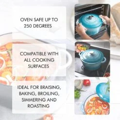 Nuovva Gietijzeren Braadpan Antiaanbaklaag Met Deksel - Sudderpan Blauw - Rond - Ø24 Cm - 4,7 Liter - 100% PFAS & PFOA Vrij - Geschikt Voor Alle Warmtebronnen - Elektrisch - Gas - Halogeen - Inductie – Keramisch -Brita Verkoopwinkel 1200x1200 590