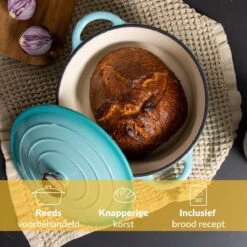 Chefarone Gietijzeren Pan - Braadpan Inclusief Deksel - Geschikt Voor Alle Warmtebronnen - Geëmailleerd Blauw -Brita Verkoopwinkel 1200x1200 674