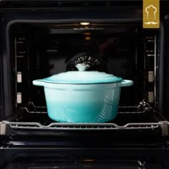 Chefarone Gietijzeren Pan - Braadpan Inclusief Deksel - Geschikt Voor Alle Warmtebronnen - Geëmailleerd Blauw -Brita Verkoopwinkel 1200x1200 679