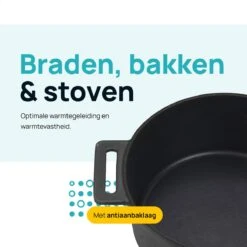 MOA Gietijzeren Braadpan - Inhoud 4,75 Liter - 26CM - Rond - Alle Warmtebronnen - Ook Voor Inductie - Gewicht 5,8 Kg - Zwart - MOAMC26B -Brita Verkoopwinkel 1200x1200 684