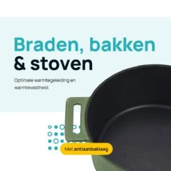 MOA Gietijzeren Braadpan - Inhoud 4,75 Liter - 26CM - Rond - Alle Warmtebronnen - Ook Voor Inductie - Gewicht 5,8 Kg - Olijfgroen - MC26OG -Brita Verkoopwinkel 1200x1200 751