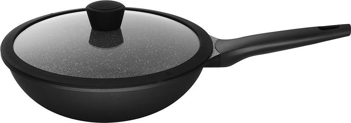 Sola Wokpan Fair Cooking - Ø 30 Cm - Zwart/wit - Aluminium - Antiaanbaklaag 1 Sola Wokpan Fair Cooking - Ø 30 Cm - Zwart/wit - Aluminium - Antiaanbaklaag