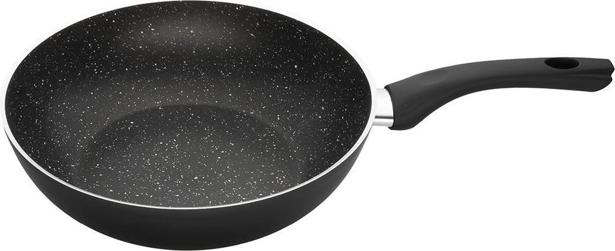 Sola Wokpan Stonehenge - Ø 28 Cm - Zwart/wit - Aluminium - Antiaanbaklaag 1 Sola Wokpan Stonehenge - Ø 28 Cm - Zwart/wit - Aluminium - Antiaanbaklaag