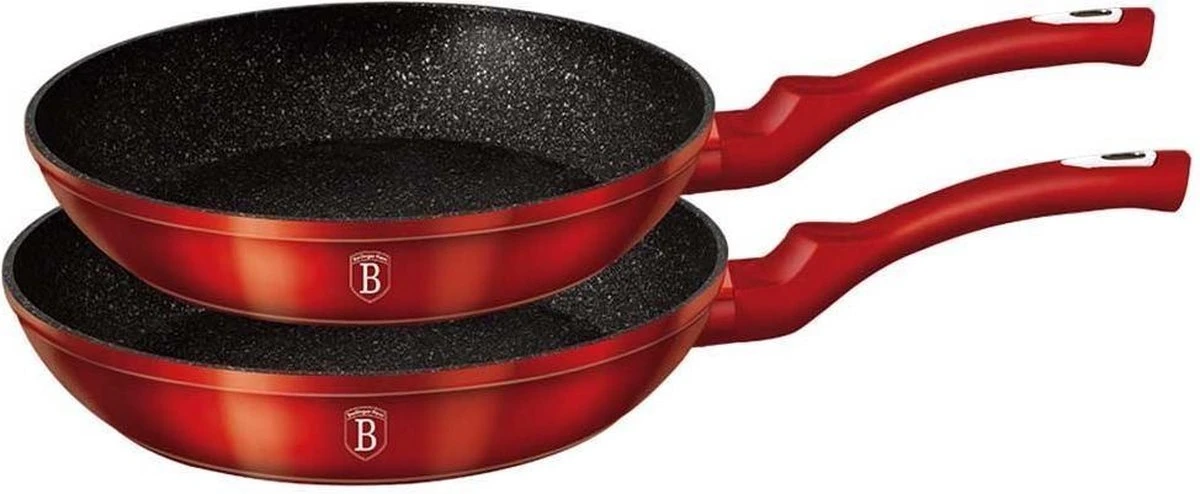 Berlinger Haus 1612 - Set Van 2 Granietpannen - Koekenpan - Rood Metallic - Burgundy Line - 22 En 26 Cm 2 Berlinger Haus 1612 - Set Van 2 Granietpannen - Koekenpan - Rood Metallic - Burgundy Line - 22 En 26 Cm - Afbeelding 2