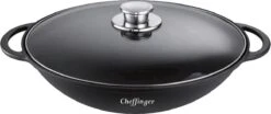 Cheffinger | Luxe Wokpan Met Deksel | 36CM | Alle Warmtebronnen | Oriental