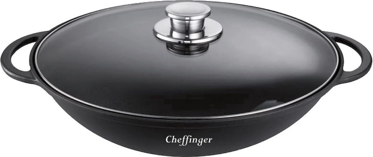Cheffinger | Luxe Wokpan Met Deksel | 36CM | Alle Warmtebronnen | Oriental 1 Cheffinger | Luxe Wokpan Met Deksel | 36CM | Alle Warmtebronnen | Oriental