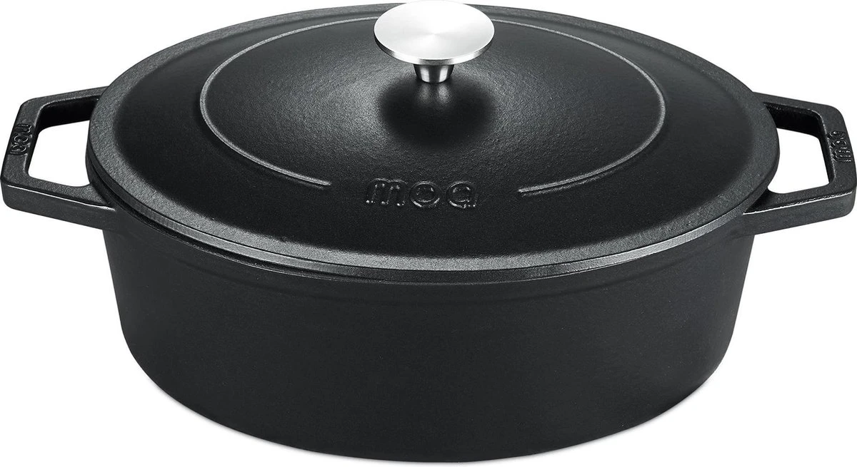 MOA Gietijzeren Braadpan - Inhoud 4,7 Liter - 29CM - Ovaal - Alle Warmtebronnen - Ook Voor Inductie - Gewicht 5,7 Kg - Zwart - C29B 1 MOA Gietijzeren Braadpan - Inhoud 4,7 Liter - 29CM - Ovaal - Alle Warmtebronnen - Ook Voor Inductie - Gewicht 5,7 Kg - Zwart - C29B