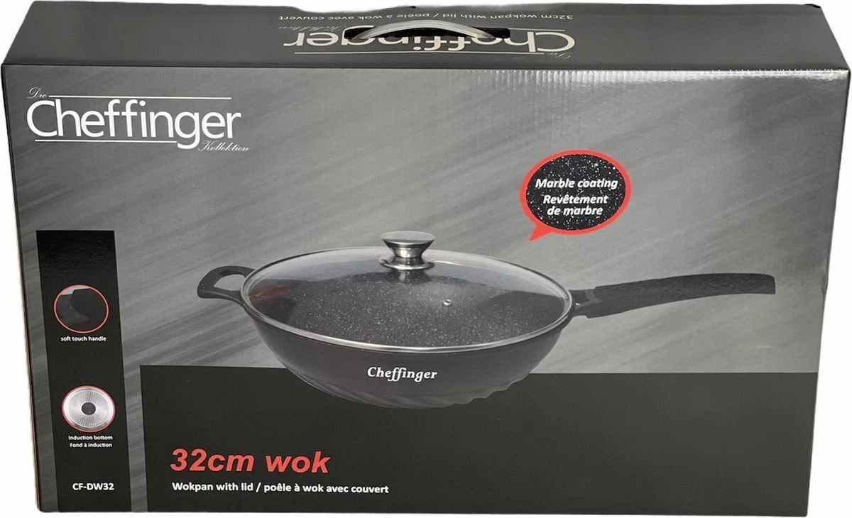 Cheffinger Wokpan Met Deksel - 32cm - Zwart - Pan - Keukenaccessoires 5 Cheffinger Wokpan Met Deksel - 32cm - Zwart - Pan - Keukenaccessoires - Afbeelding 5