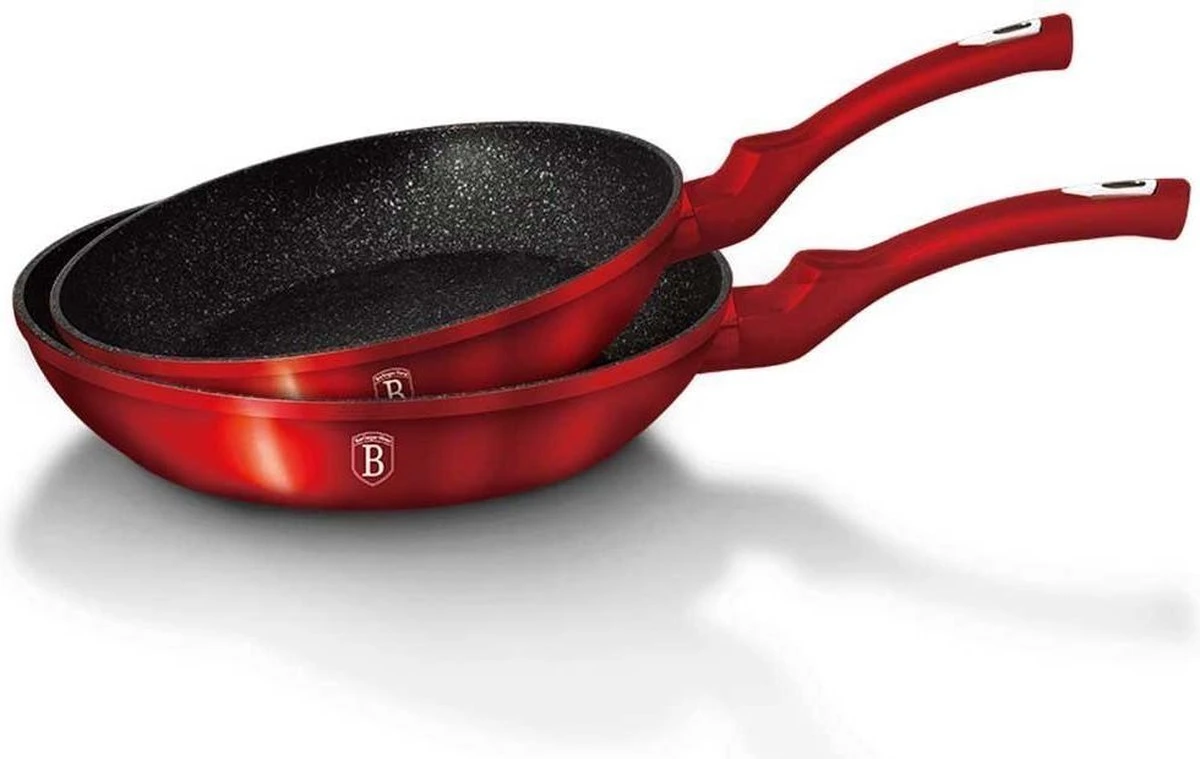 Berlinger Haus 1612 - Set Van 2 Granietpannen - Koekenpan - Rood Metallic - Burgundy Line - 22 En 26 Cm 1 Berlinger Haus 1612 - Set Van 2 Granietpannen - Koekenpan - Rood Metallic - Burgundy Line - 22 En 26 Cm