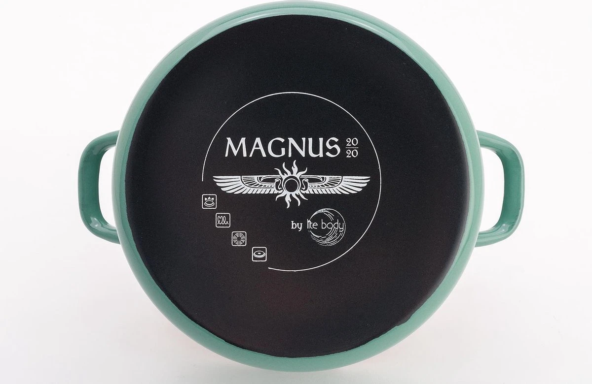 Lite-Body - Magnus Braadpan 24cm/2,5 L Met Deksel- Emaille- Olijf Groen - Inductie 2 Lite-Body - Magnus Braadpan 24cm/2,5 L Met Deksel- Emaille- Olijf Groen - Inductie - Afbeelding 2