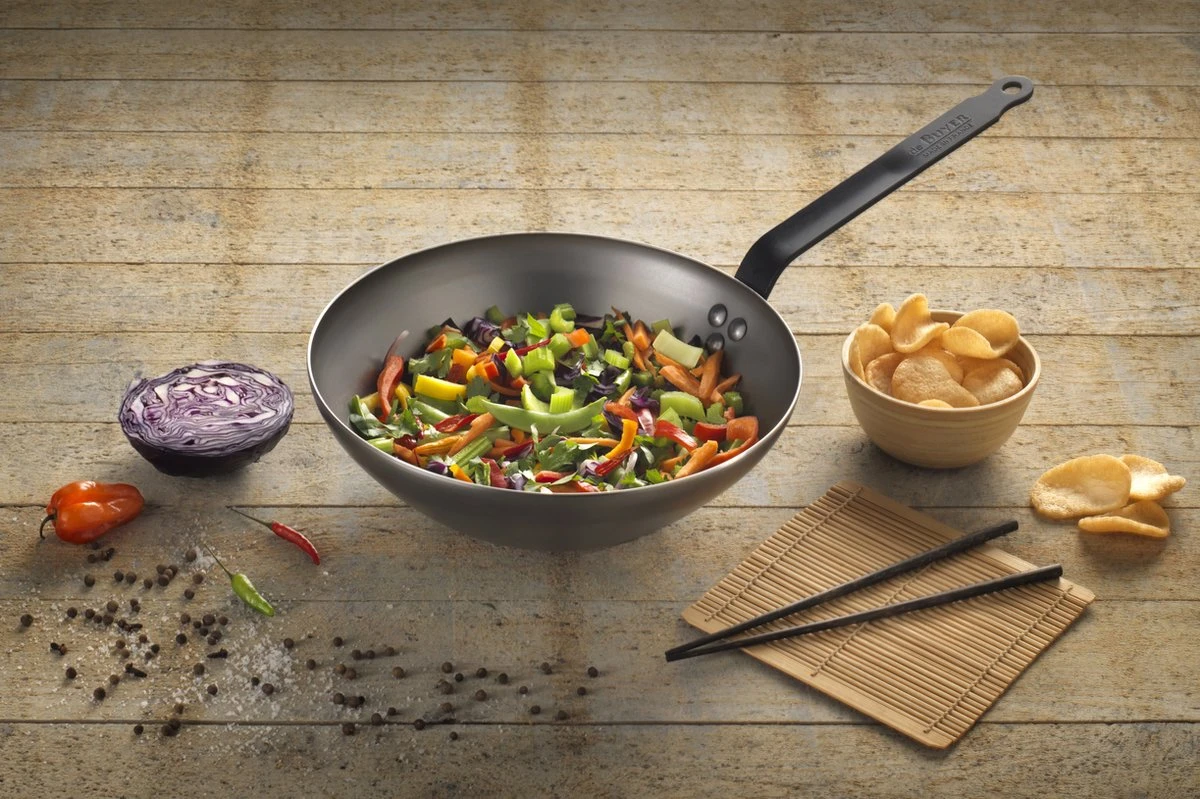 DeBuyer Mineral B Black Wok - 28cm - Staal 4 DeBuyer Mineral B Black Wok - 28cm - Staal - Afbeelding 4