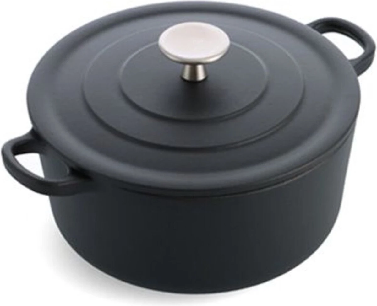 Royal Van Kempen & Begeer - Hoge Braadpan - 22cm - Mat Gietijzer Braadpan Met Stevige Grepen En Roestvrijstalen Knop - Kan In De Oven Tot 260 Graden Celsius (inclusief Deksel) - Geschikt Voor Alle Warmtebronnen Inclusief Inductie 2 Royal Van Kempen & Begeer - Hoge Braadpan - 22cm - Mat Gietijzer Braadpan Met Stevige Grepen En Roestvrijstalen Knop - Kan In De Oven Tot 260 Graden Celsius (inclusief Deksel) - Geschikt Voor Alle Warmtebronnen Inclusief Inductie - Afbeelding 2