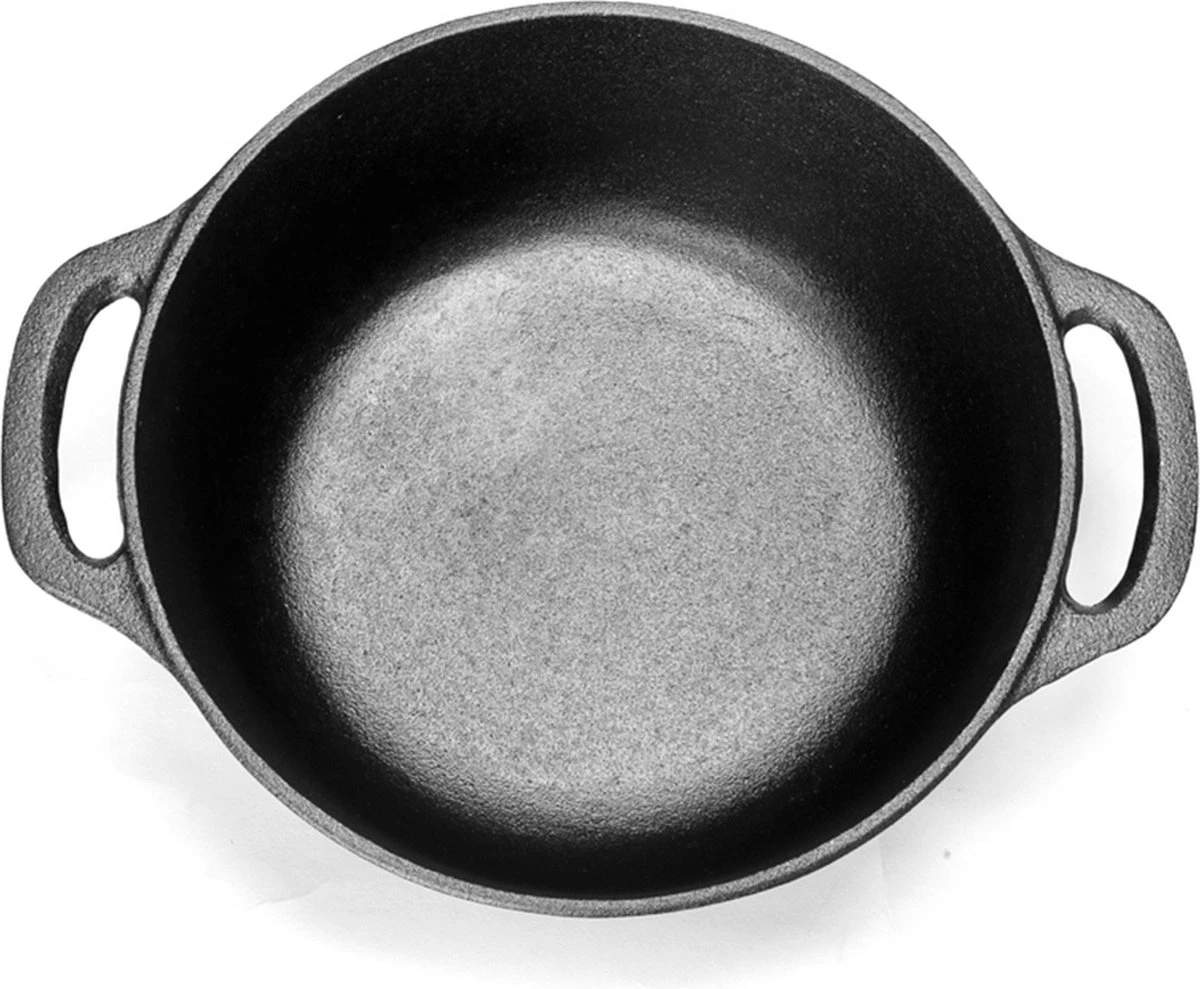 Gietijzeren Braadpan - 28 Cm - Pure Gietijzer - Niet Geëmailleerd - Geschikt Voor Inductie - Stoofpan Met Deksel - Sudderpan - Zwart 4 Gietijzeren Braadpan - 28 Cm - Pure Gietijzer - Niet Geëmailleerd - Geschikt Voor Inductie - Stoofpan Met Deksel - Sudderpan - Zwart - Afbeelding 4
