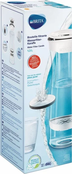 BRITA - Fill&Serve Waterfilterkaraf - 1,3L - Wit Grafiet - Inclusief 1 MicroDisc Waterfilter -Brita Verkoopwinkel 500x1200