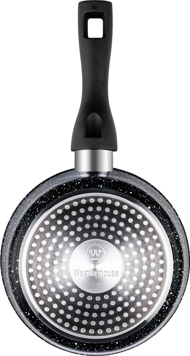 Westinghouse Steelpan Inductie - Ø 18 Cm - Zwart Marmer - Met Deksel - Sauspan 2 Westinghouse Steelpan Inductie - Ø 18 Cm - Zwart Marmer - Met Deksel - Sauspan - Afbeelding 2