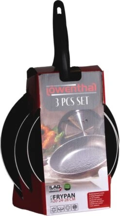 Löwenthal Hoogwaardige Koekenpan Set - 3 Stuks - PFOA Vrije Anti-aanbaklaag - Zwart -Brita Verkoopwinkel 667x1200