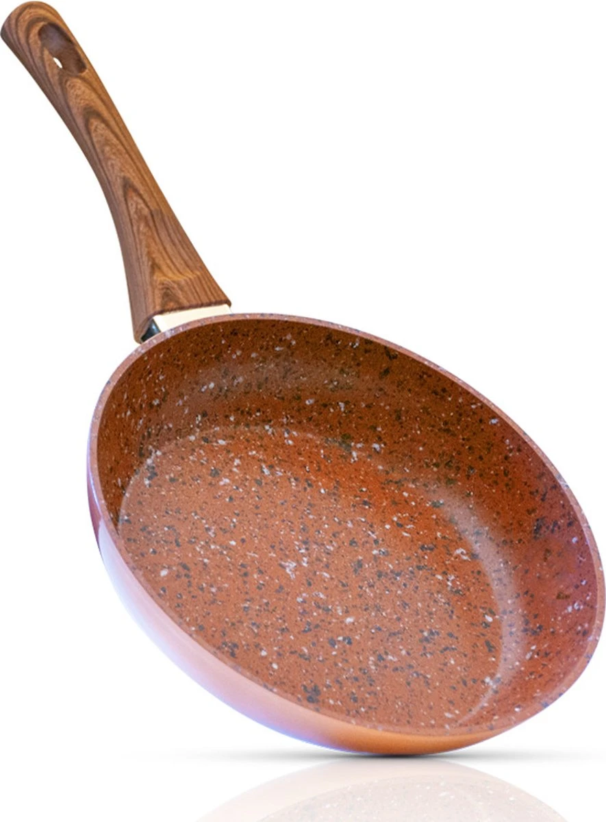 Livington Copper & Stone Pan - 24cm Koekenpan- Anti-aanbaklaag En Krasbestendig - Graniet Look - Binnenste Steenlaag Voor Perfecte Warmteverdeling - Geschikt Voor Ceran, Gas, Elektrisch, Inductie 1 Livington Copper & Stone Pan - 24cm Koekenpan- Anti-aanbaklaag En Krasbestendig - Graniet Look - Binnenste Steenlaag Voor Perfecte Warmteverdeling - Geschikt Voor Ceran, Gas, Elektrisch, Inductie